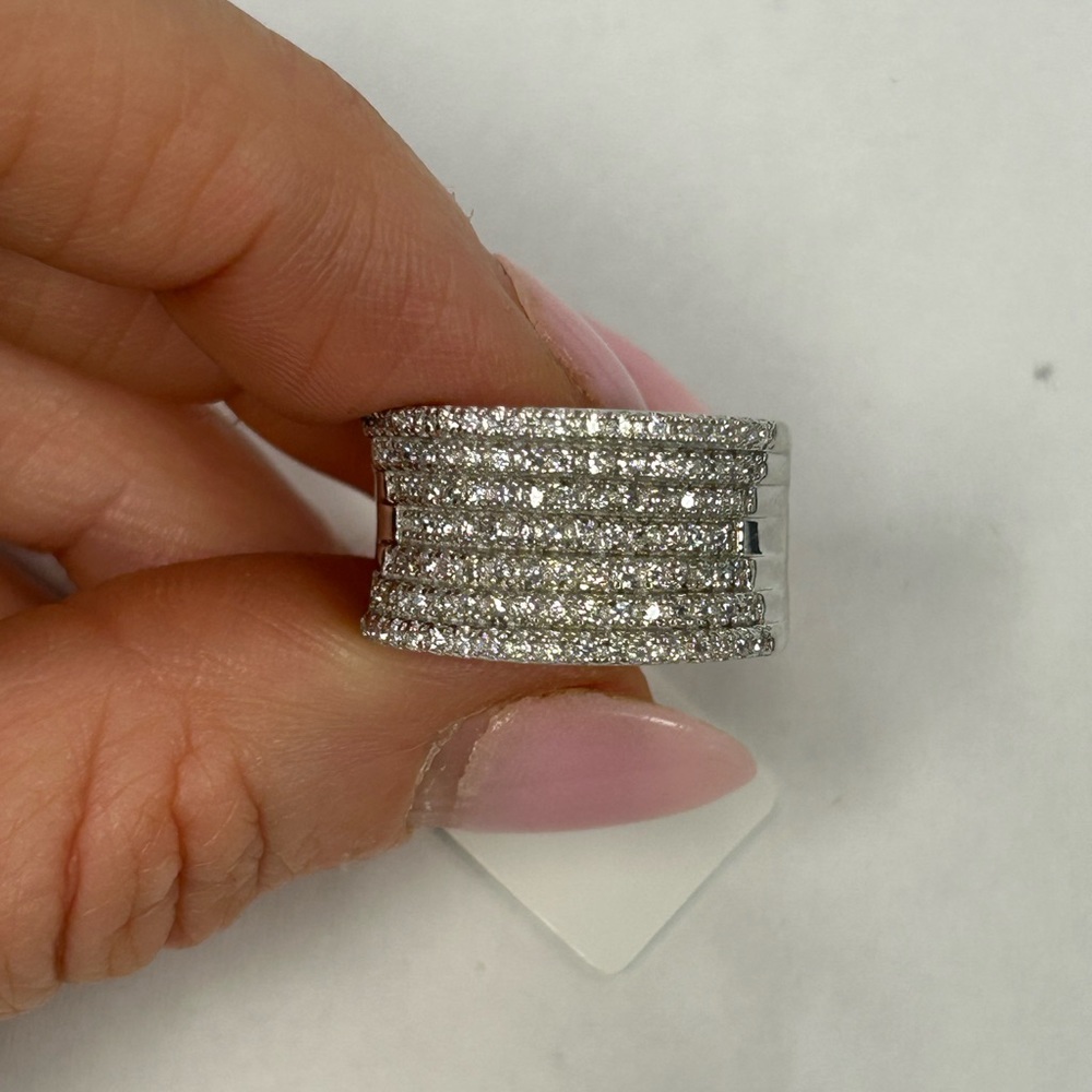 Suzy Levian Sterling Silver White Cubic Zirconia Half Thick Band Ring NWT
